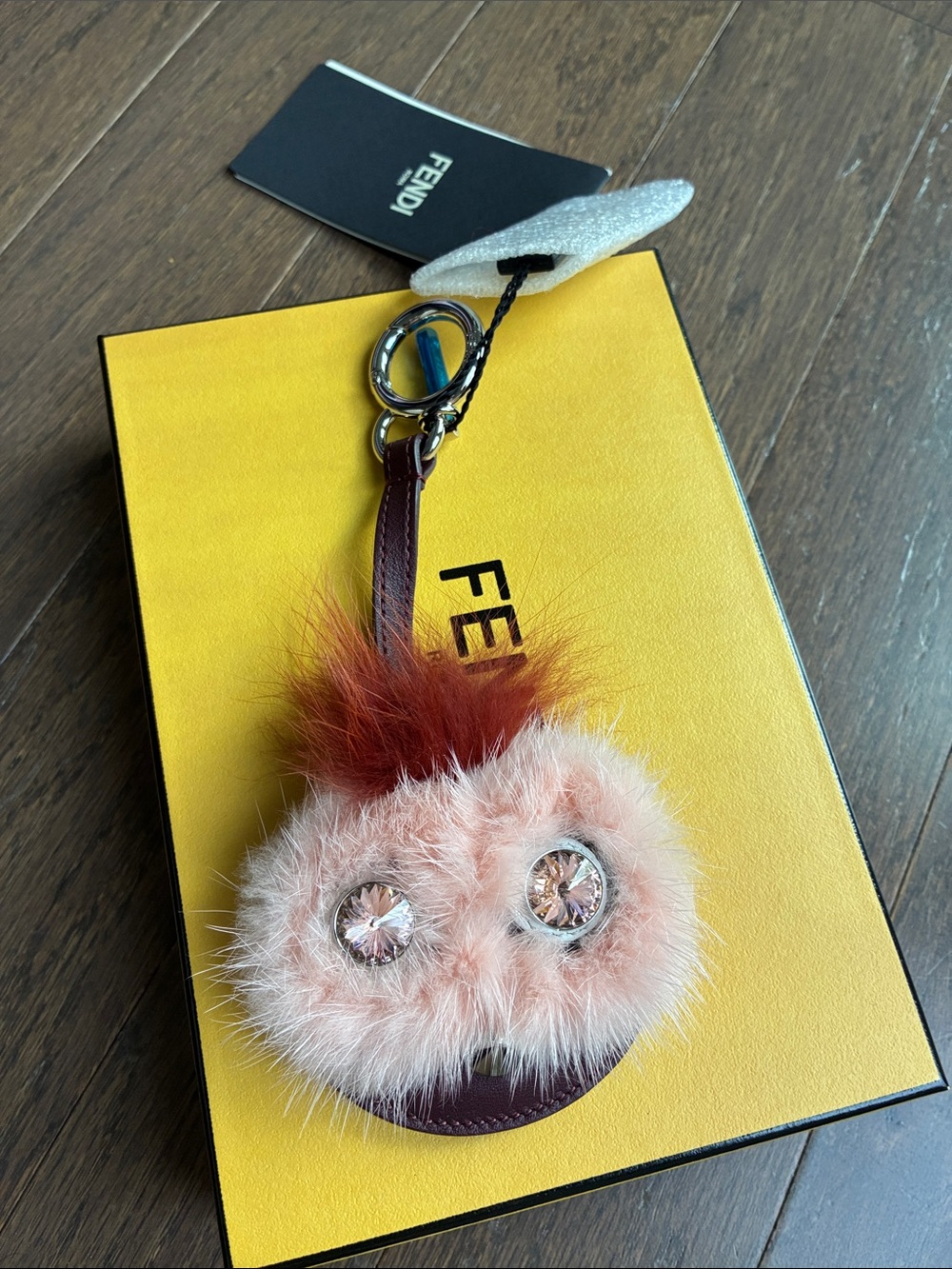 Fendi Fur Bag Charm with Crystal Eyes